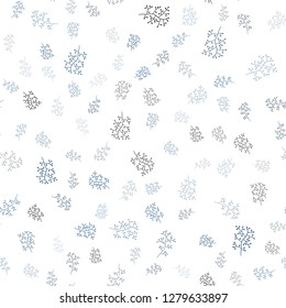 Dark BLUE vector seamless natural backdrop with leaves, branches. Illustration with doodles on abstract template. Template for business cards, websites.
