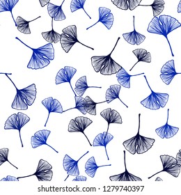 Dark BLUE vector seamless natural artwork with leaves. New colorful illustration in doodle style with leaves. Pattern for trendy fabric, wallpapers.