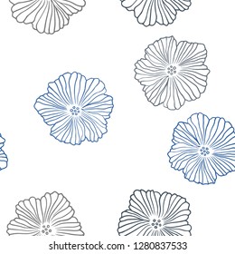 Dark BLUE vector seamless natural backdrop with flowers. Creative illustration in blurred style with flowers. Texture for window blinds, curtains.