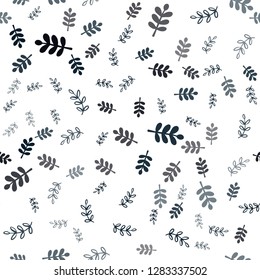 Dark BLUE vector seamless natural background with leaves, branches. Shining colored illustration with leaves and branches. Pattern for design of fabric, wallpapers.