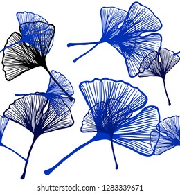 Dark BLUE vector seamless natural artwork with leaves. Modern geometrical abstract illustration with leaves. Pattern for trendy fabric, wallpapers.
