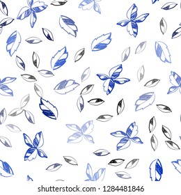 Dark BLUE vector seamless natural backdrop with leaves. An elegant bright illustration with leaves in Natural style. Pattern for design of fabric, wallpapers.