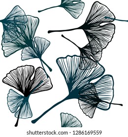 Dark BLUE vector seamless natural artwork with leaves. Brand new colored illustration in blurry style with leaves. Pattern for design of fabric, wallpapers.
