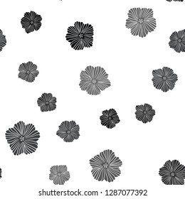Dark BLUE vector seamless natural artwork with flowers. Colorful illustration in doodle style with flowers. Template for business cards, websites.