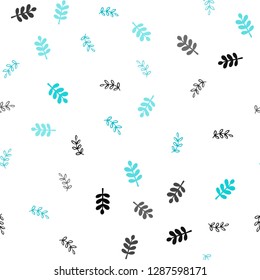Dark BLUE vector seamless natural pattern with leaves. Creative illustration in blurred style with leaves. Design for textile, fabric, wallpapers.