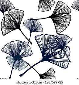 Dark BLUE vector seamless natural background with leaves. Colorful illustration in doodle style with leaves. Pattern for trendy fabric, wallpapers.