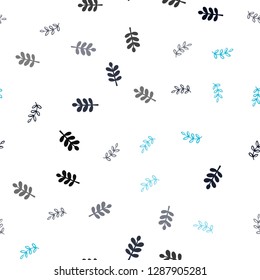 Dark BLUE vector seamless natural background with leaves. Blurred decorative design in Indian style with leaves. Texture for window blinds, curtains.