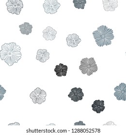 Dark BLUE vector seamless natural backdrop with flowers. Colorful illustration in doodle style with flowers. Texture for window blinds, curtains.