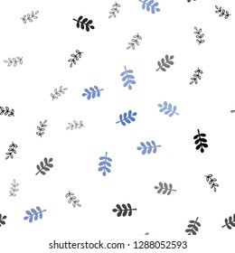 Dark BLUE vector seamless natural pattern with leaves. Doodle illustration of leaves in Origami style with gradient. Pattern for design of fabric, wallpapers.