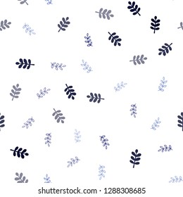 Dark BLUE vector seamless natural background with leaves. Brand new colored illustration in blurry style with leaves. Texture for window blinds, curtains.