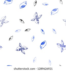 Dark BLUE vector seamless natural background with leaves. leaves on elegant natural pattern with gradient. Pattern for design of fabric, wallpapers.