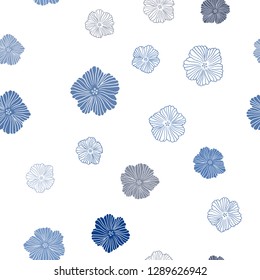 Dark BLUE vector seamless natural artwork with flowers. Colorful illustration in doodle style with flowers. Pattern for design of fabric, wallpapers.