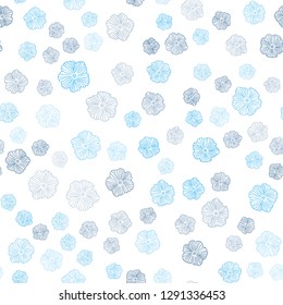 Dark BLUE vector seamless natural backdrop with flowers. Colorful illustration with flowers in doodle style. Pattern for trendy fabric, wallpapers.