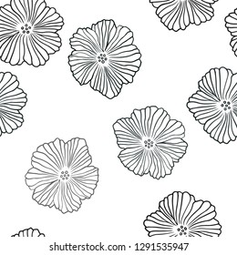 Dark BLUE vector seamless natural pattern with flowers. Shining colored illustration with flowers. Pattern for trendy fabric, wallpapers.