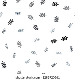 Dark BLUE vector seamless natural artwork with leaves. Glitter abstract illustration with doodles and leaves. Design for wallpaper, fabric makers.