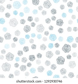 Dark BLUE vector seamless natural pattern with flowers. Colorful illustration with flowers in doodle style. Pattern for design of fabric, wallpapers.