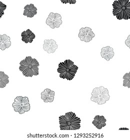 Dark BLUE vector seamless natural pattern with flowers. Flowers in natural style on white background. Pattern for trendy fabric, wallpapers.