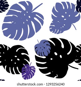 Dark BLUE vector seamless natural background with leaves. Creative illustration in blurred style with leaves. Pattern for trendy fabric, wallpapers.