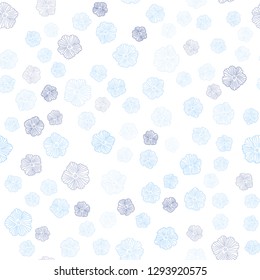 Dark BLUE vector seamless natural artwork with flowers. Illustration with colorful abstract doodle flowers. Design for wallpaper, fabric makers.