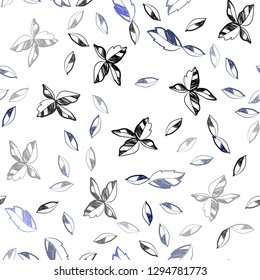 Dark BLUE vector seamless natural pattern with leaves. Creative illustration in blurred style with leaves. Pattern for design of window blinds, curtains.