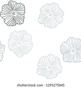 Dark BLUE vector seamless natural artwork with flowers. Flowers with gradient on white background. Texture for window blinds, curtains.