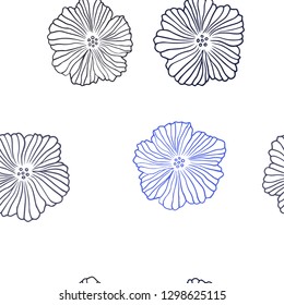 Dark BLUE vector seamless natural pattern with flowers. Colorful illustration with flowers in doodle style. Design for wallpaper, fabric makers.