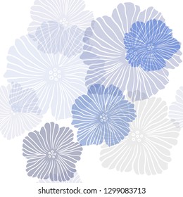 Dark BLUE vector seamless natural backdrop with flowers. Colorful illustration in doodle style with flowers. Template for business cards, websites.
