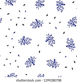 Dark BLUE vector seamless natural backdrop with leaves, branches. Creative illustration in blurred style with leaves, branches. Design for textile, fabric, wallpapers.