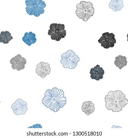 Dark BLUE vector seamless natural background with flowers. Creative illustration in blurred style with flowers. Template for business cards, websites.