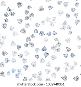 Dark BLUE vector seamless natural artwork with leaves. New colorful illustration in doodle style with leaves. Pattern for trendy fabric, wallpapers.