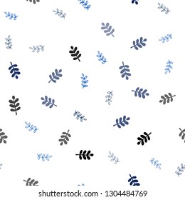 Dark BLUE vector seamless natural backdrop with leaves. Blurred decorative design in Indian style with leaves. Design for wallpaper, fabric makers.