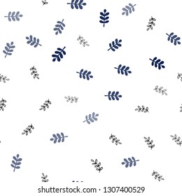 Dark BLUE vector seamless natural background with leaves. Modern geometrical abstract illustration with leaves. Pattern for trendy fabric, wallpapers.