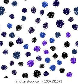 Dark BLUE vector seamless natural background with leaves. Doodle illustration of leaves in Origami style with gradient. Design for textile, fabric, wallpapers.