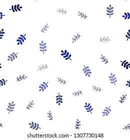 Dark BLUE vector seamless natural backdrop with leaves. New colorful illustration in doodle style with leaves. Pattern for trendy fabric, wallpapers.