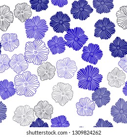 Dark BLUE vector seamless natural pattern with flowers. Modern abstract illustration with flowers. Design for textile, fabric, wallpapers.