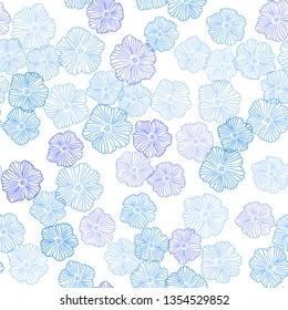 Dark BLUE vector seamless natural artwork with flowers. Creative illustration in blurred style with flowers. Design for textile, fabric, wallpapers.