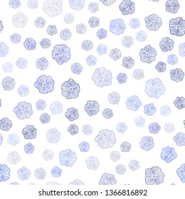 Dark BLUE vector seamless natural pattern with flowers. Brand new colored illustration with flowers. Design for wallpaper, fabric makers.