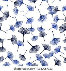 Dark BLUE vector seamless natural pattern with leaves. leaves on blurred abstract background with gradient. Template for business cards, websites.