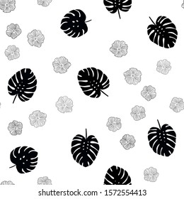 Dark BLUE vector seamless natural artwork with flowers, leaves. Brand new colored illustration with leaves and flowers. Texture for window blinds, curtains.