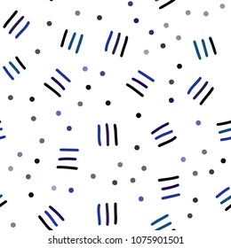 Dark BLUE vector seamless pattern with abstract lines. Colorful seamless gradient with lines and signs of maths. Template for business cards, websites.