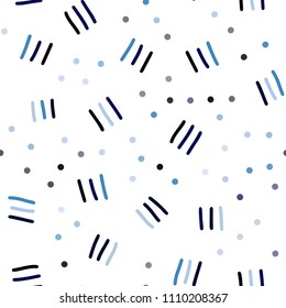 Dark BLUE vector seamless pattern with abstract lines. Decorative abstract design of repeating lines, circles. Template for business cards, websites.