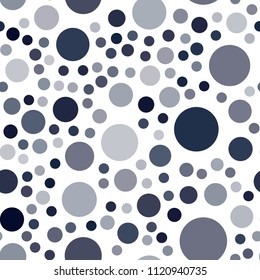 Dark BLUE vector seamless pattern with spheres. Illustration with set of shining colorful abstract circles. Completely new template for your brand book.