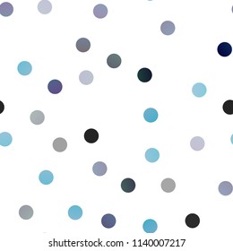 Dark BLUE vector seamless pattern with spheres. Abstract illustration with colored bubbles in nature style. Completely new template for your brand book.