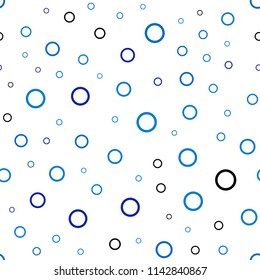 Dark BLUE vector seamless pattern with spheres. Abstract illustration with colored bubbles in nature style. Completely new template for your brand book.
