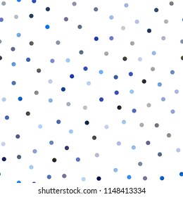 Dark BLUE vector seamless pattern with spheres. Modern abstract illustration with colorful water drops. Completely new template for your brand book.
