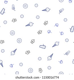 Dark BLUE vector seamless pattern with fresh ingredients. Blurred decorative design of snacks in doodle style. Template for meal cooking in kitchen.