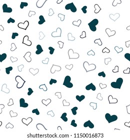 Dark BLUE vector seamless pattern with colorful hearts. Blurred decorative design in doodle style with hearts. Pattern for carnival, festival romantic leaflets.