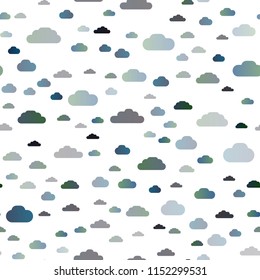 Dark BLUE vector seamless pattern with clouds. Colorful illustration consisted of abstract clouds. Template for business cards, websites.