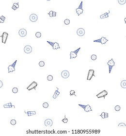 Dark BLUE vector seamless pattern with fresh ingredients. Illustration with set of fresh food in doodle style. Template for meal cooking in kitchen.