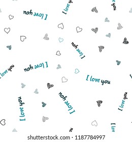 Dark BLUE vector seamless pattern with colorful hearts. Blurred decorative design in doodle style with hearts. Template for Valentine's greeting postcards.